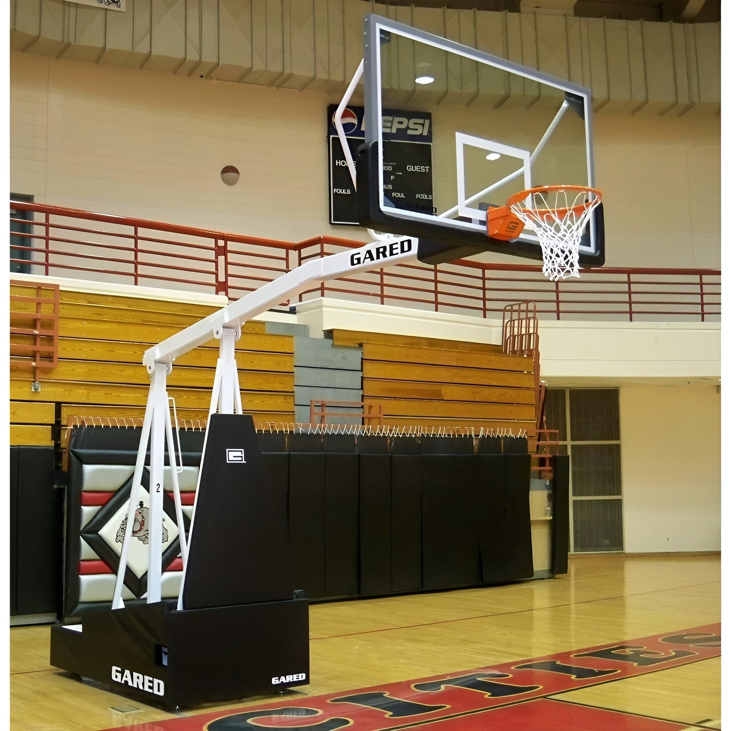 Gared Sports Hoopmaster 8 Spring-Lift Collegiate/High School Indoor Portable Basketball Hoop - 9408