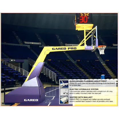 Gared Sports Pro H Professional Hydraulic Indoor Portable Basketball Hoop - 5018