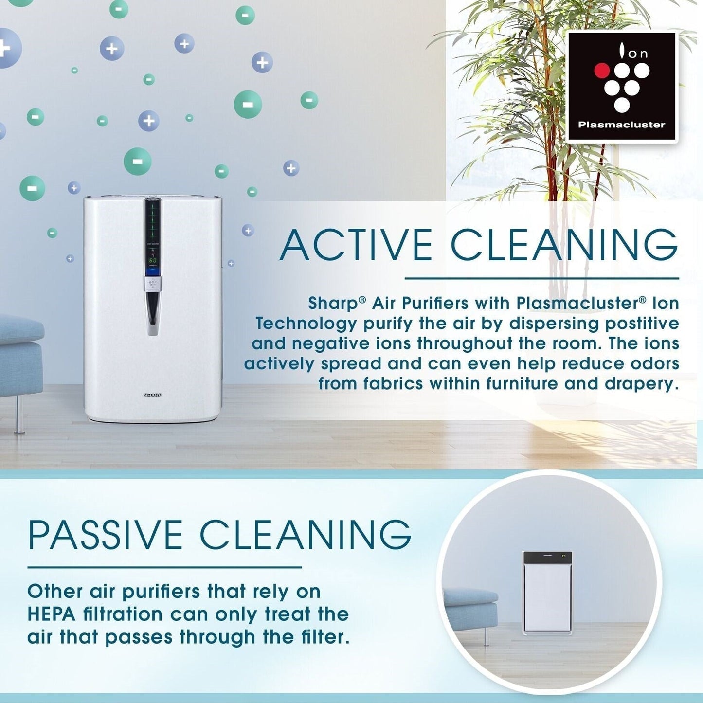 Sharp - Air Purifier / Humidifier, True HEPA, Plasmacluster (Large Rooms) - KC-860U