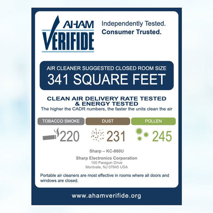 Sharp - Air Purifier / Humidifier, True HEPA, Plasmacluster (Large Rooms) - KC-860U