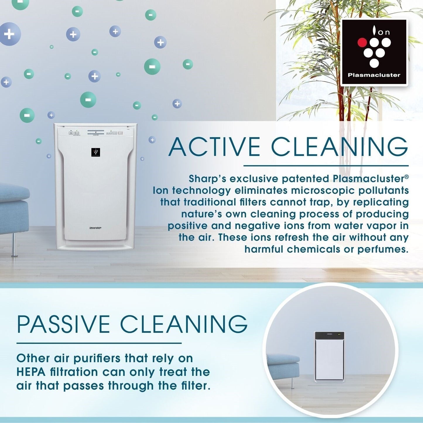 Sharp - Air Purifier, True HEPA, Plasmacluster (Extra Large Rooms) - FP-A80UW
