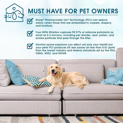 Sharp - Air Purifier, True HEPA, Plasmacluster (Extra Large Rooms) - FP-A80UW