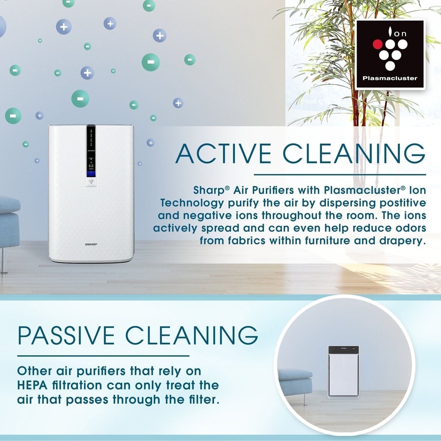 Sharp - Air Purifier / Humidifier, True HEPA, Plasmacluster (Medium-Sized Rooms) - KC-850U