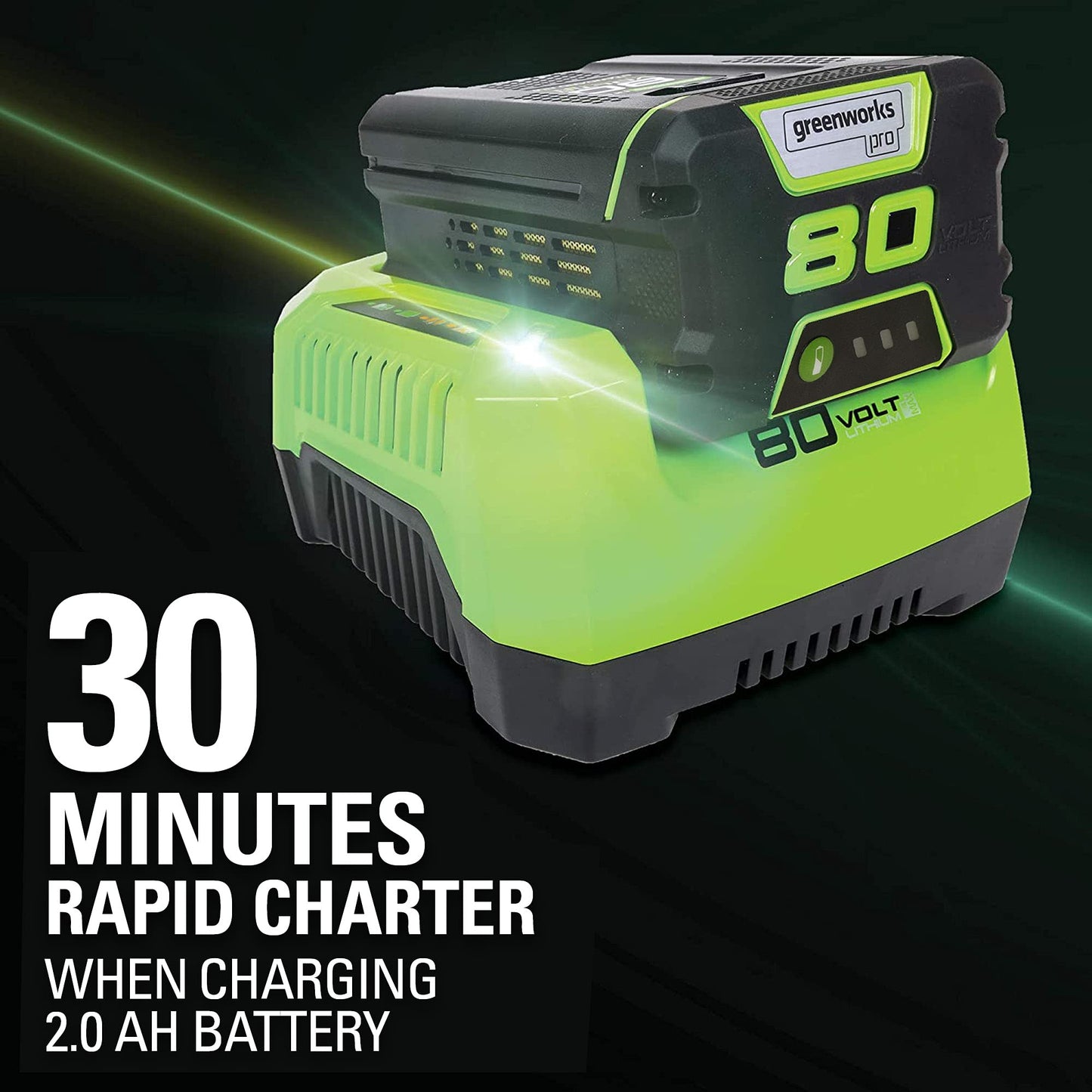 Greenworks Pro 80V 21" Brushless Push Lawn Mower w/ (2) 2.0Ah Batteries & Rapid Charger - 2500402