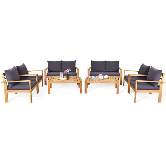 Tangkula Outdoor Conversation Sofa and Table Set with Water Resistant Cushions - HW64146+