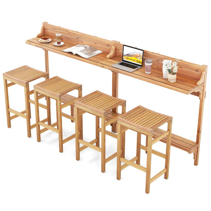 Tangkula Acacia Wood Balcony Table Set - 2*HW72357