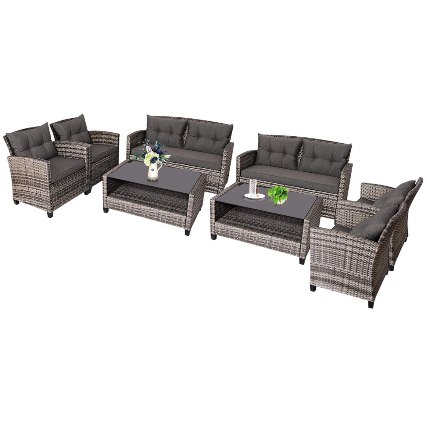 Tangkula Patio Wicker Conversation Furniture Set - HW65630+