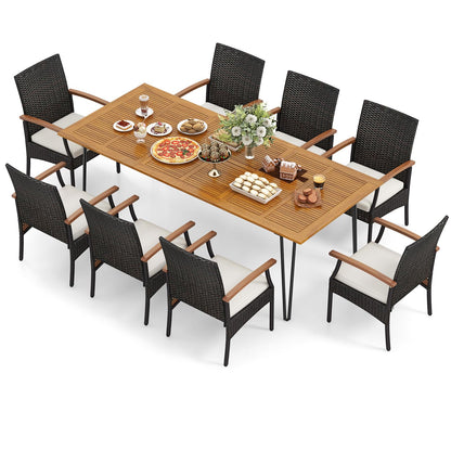 Tangkula 9 Pieces Outdoor Patio Dining Set - HW72245+2*HW70831-4
