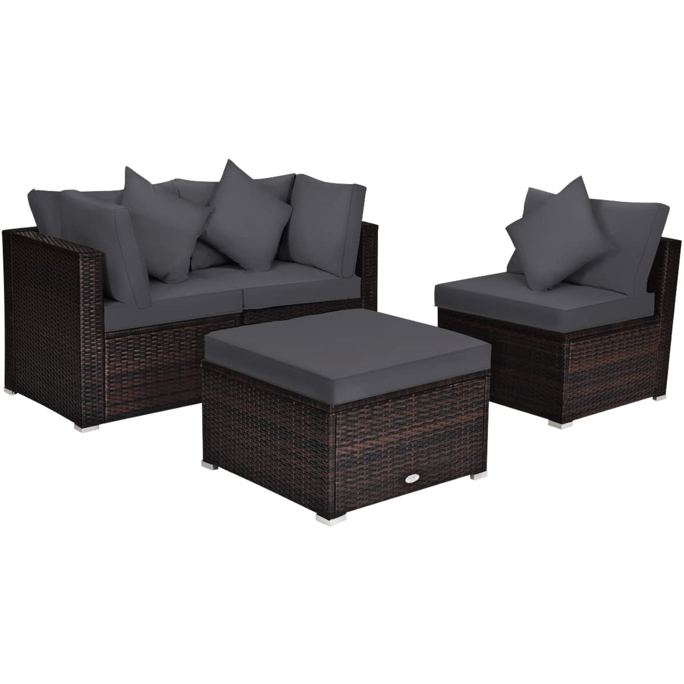 Tangkula Patio Rattan Sofa Set, Outdoor Wicker Sectional Furniture Set - HW63754+