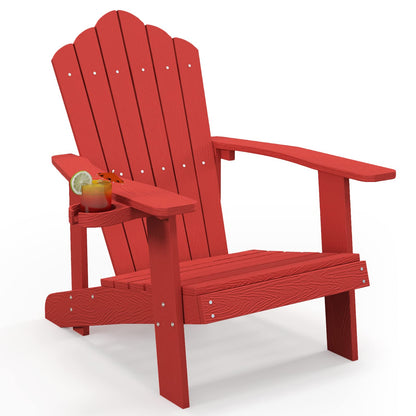 Tangkula Oversized Adirondack Chair, Patio Lounge Chairs w/Adjustable Cup Holder - NP10983BK