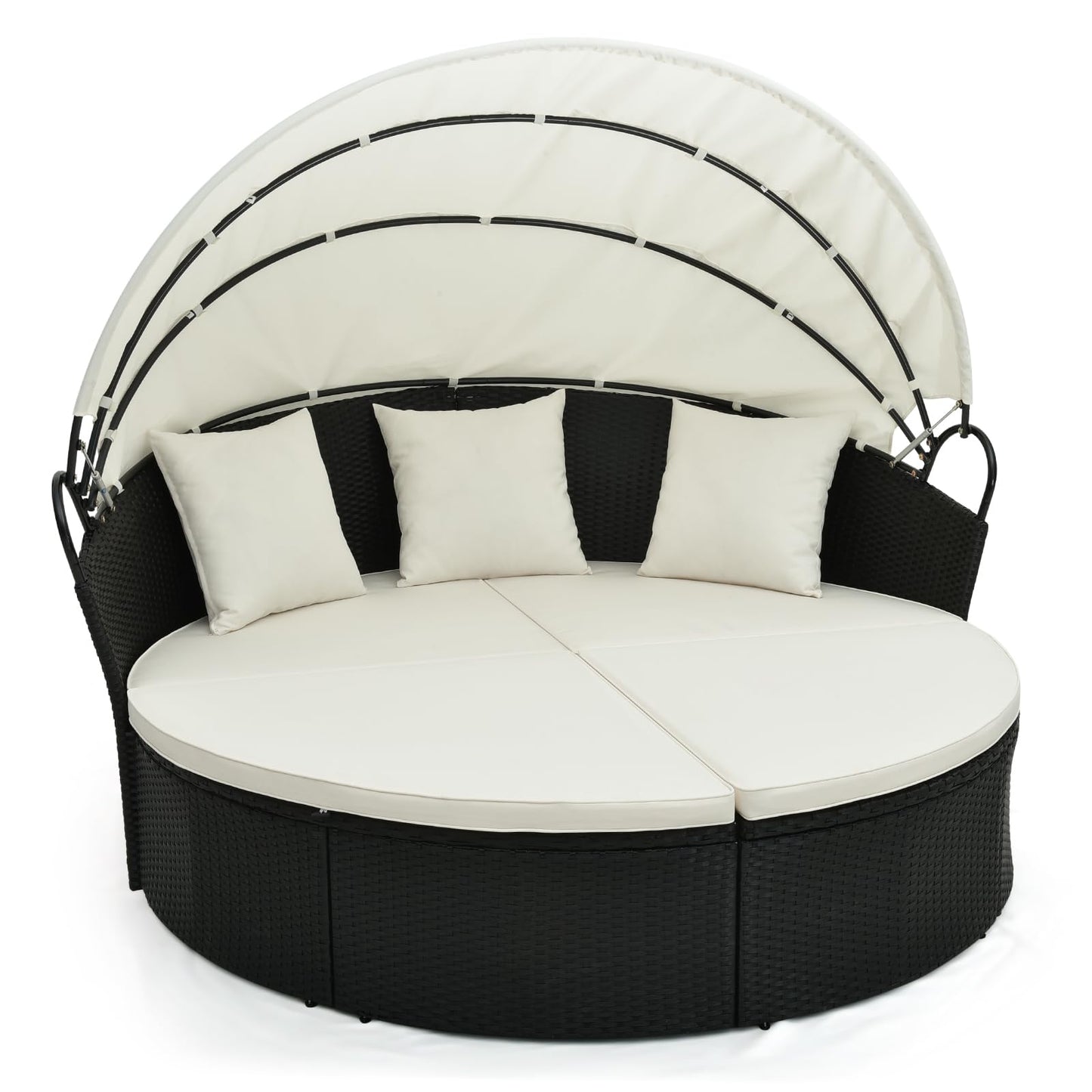 Tangkula Outdoor Patio Round Daybed with Retractable Canopy - HW71564DK+