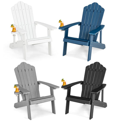 Tangkula Oversized Adirondack Chair, Patio Lounge Chairs w/Adjustable Cup Holder - NP10983BK