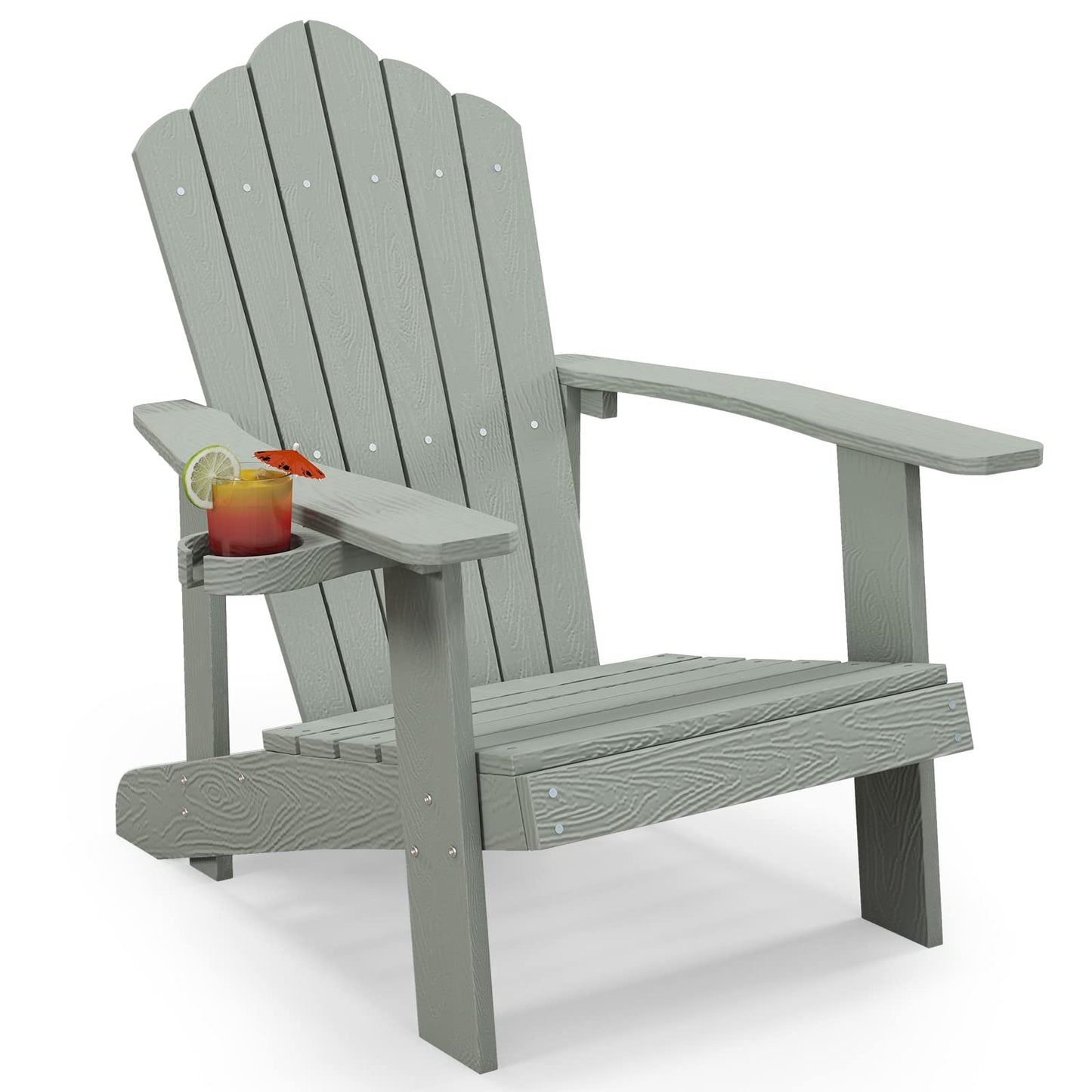 Tangkula Oversized Adirondack Chair, Patio Lounge Chairs w/Adjustable Cup Holder - NP10983BK