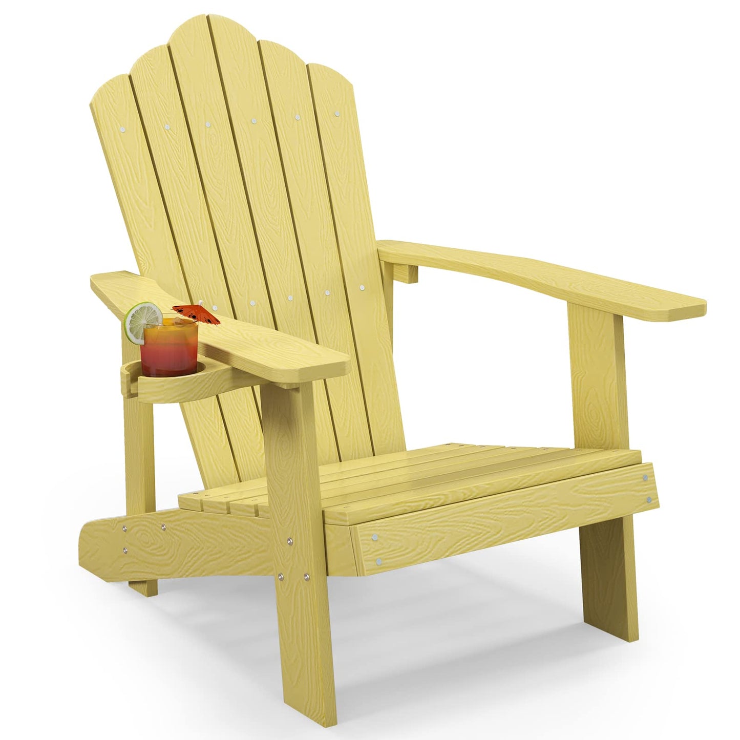 Tangkula Oversized Adirondack Chair, Patio Lounge Chairs w/Adjustable Cup Holder - NP10983BK