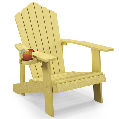 Tangkula Oversized Adirondack Chair, Patio Lounge Chairs w/Adjustable Cup Holder - NP10983BK
