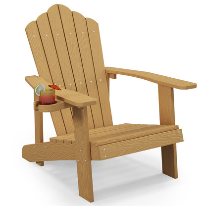 Tangkula Oversized Adirondack Chair, Patio Lounge Chairs w/Adjustable Cup Holder - NP10983BK