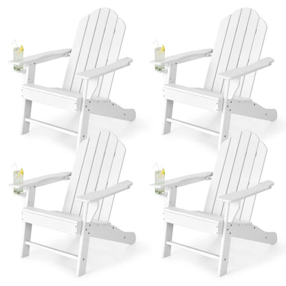 Tangkula Adirondack Chair Outdoor, Fade Resistant HDPE Armchairs with Cup Holder - 4*NP10292BK