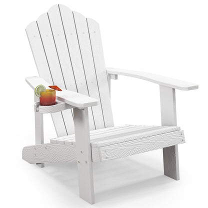 Tangkula Oversized Adirondack Chair, Patio Lounge Chairs w/Adjustable Cup Holder - NP10983BK
