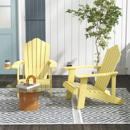 Tangkula Oversized Adirondack Chair, Patio Lounge Chairs w/Adjustable Cup Holder - NP10983BK