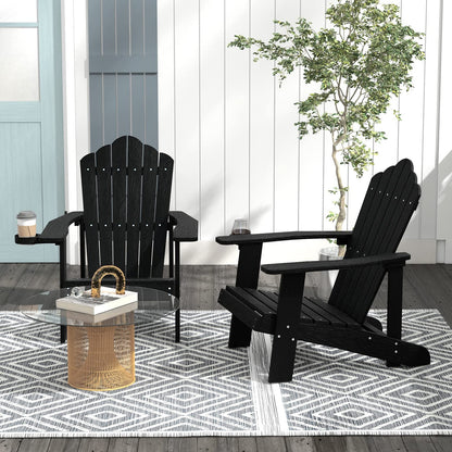 Tangkula Oversized Adirondack Chair, Patio Lounge Chairs w/Adjustable Cup Holder - NP10983BK