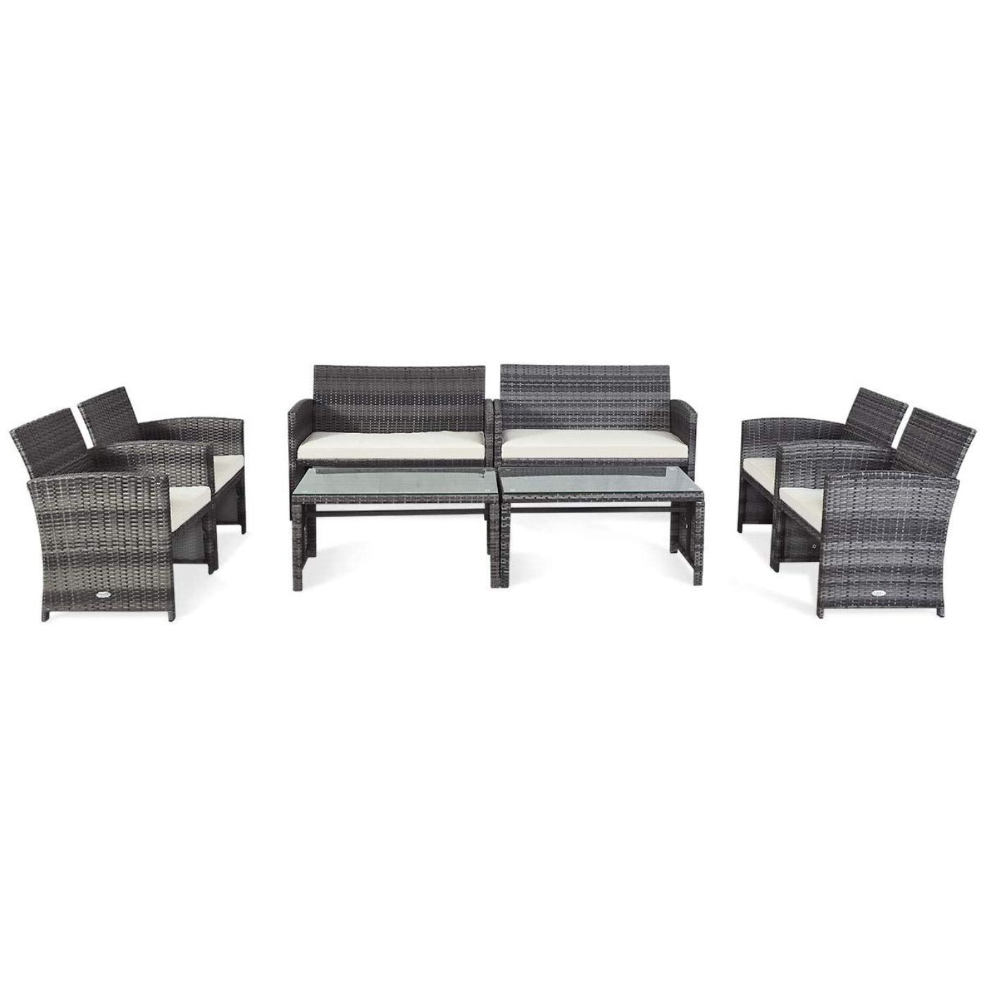 Tangkula 4/8 PCS Wicker Patio Conversation Set, Outdoor Rattan Sofas with Table Set - HW63238WH