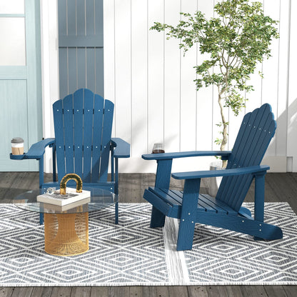 Tangkula Oversized Adirondack Chair, Patio Lounge Chairs w/Adjustable Cup Holder - NP10983BK
