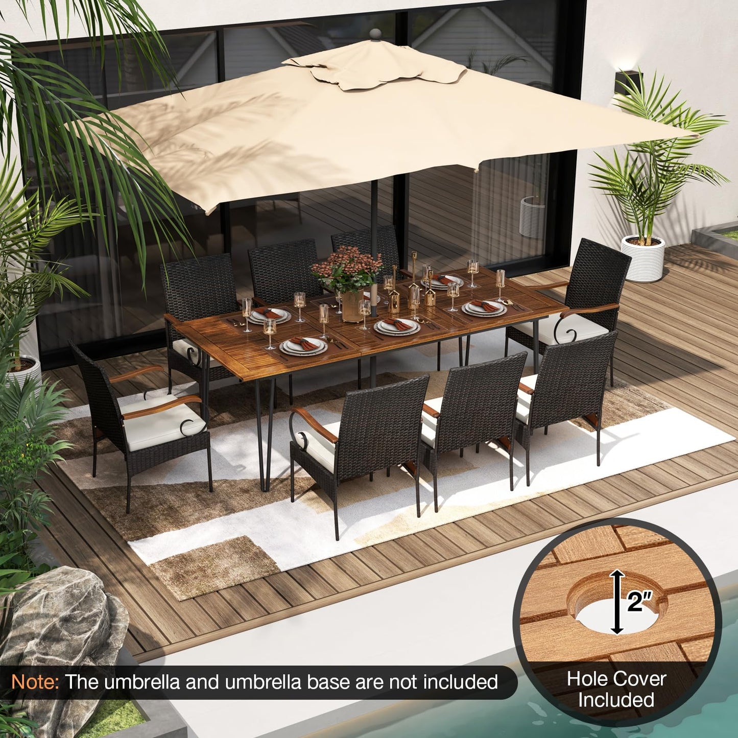 Tangkula 9 Pieces Outdoor Patio Dining Set - HW72245+2*HW70833-4