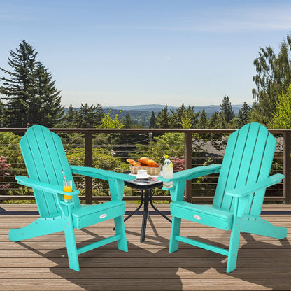 Tangkula Adirondack Chair Outdoor, Fade Resistant HDPE Armchairs with Cup Holder - 4*NP10292BK