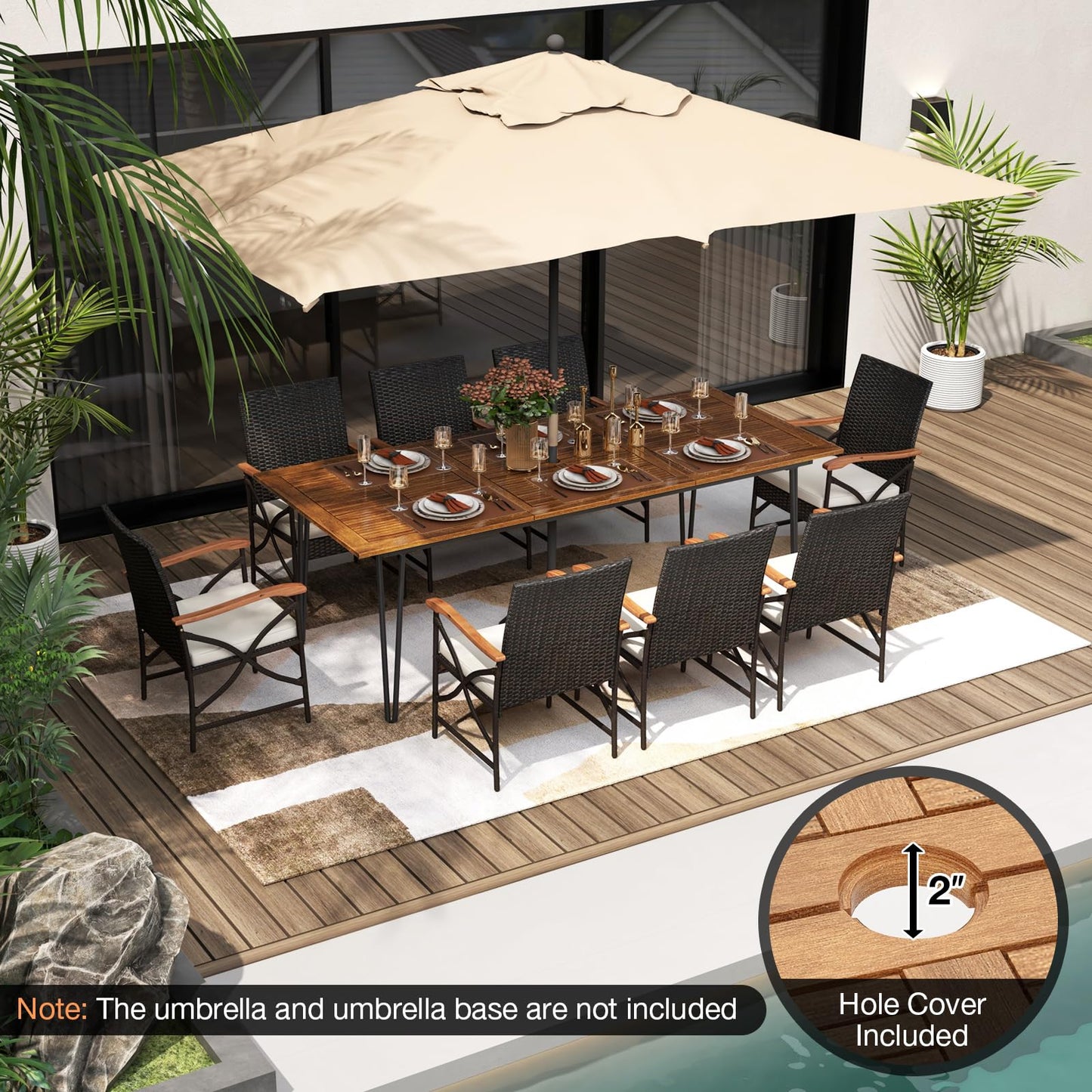 Tangkula 9 Pieces Outdoor Patio Dining Set