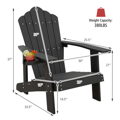 Tangkula Oversized Adirondack Chair, Patio Lounge Chairs w/Adjustable Cup Holder - NP10983BK