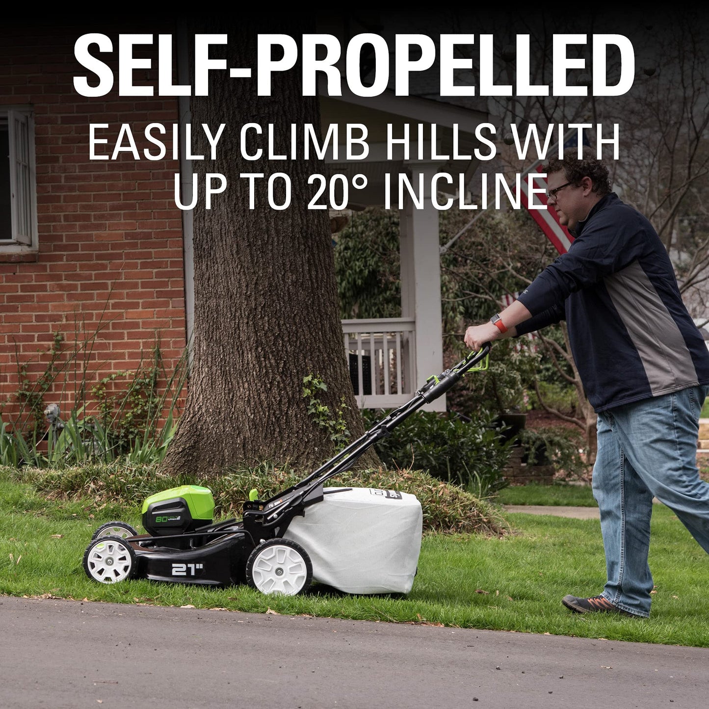 Greenworks 80V 21" Cordless Battery 3-in-1 Self-Propelled Lawn Mower w/ 4.0Ah Battery & Charger - 2515902