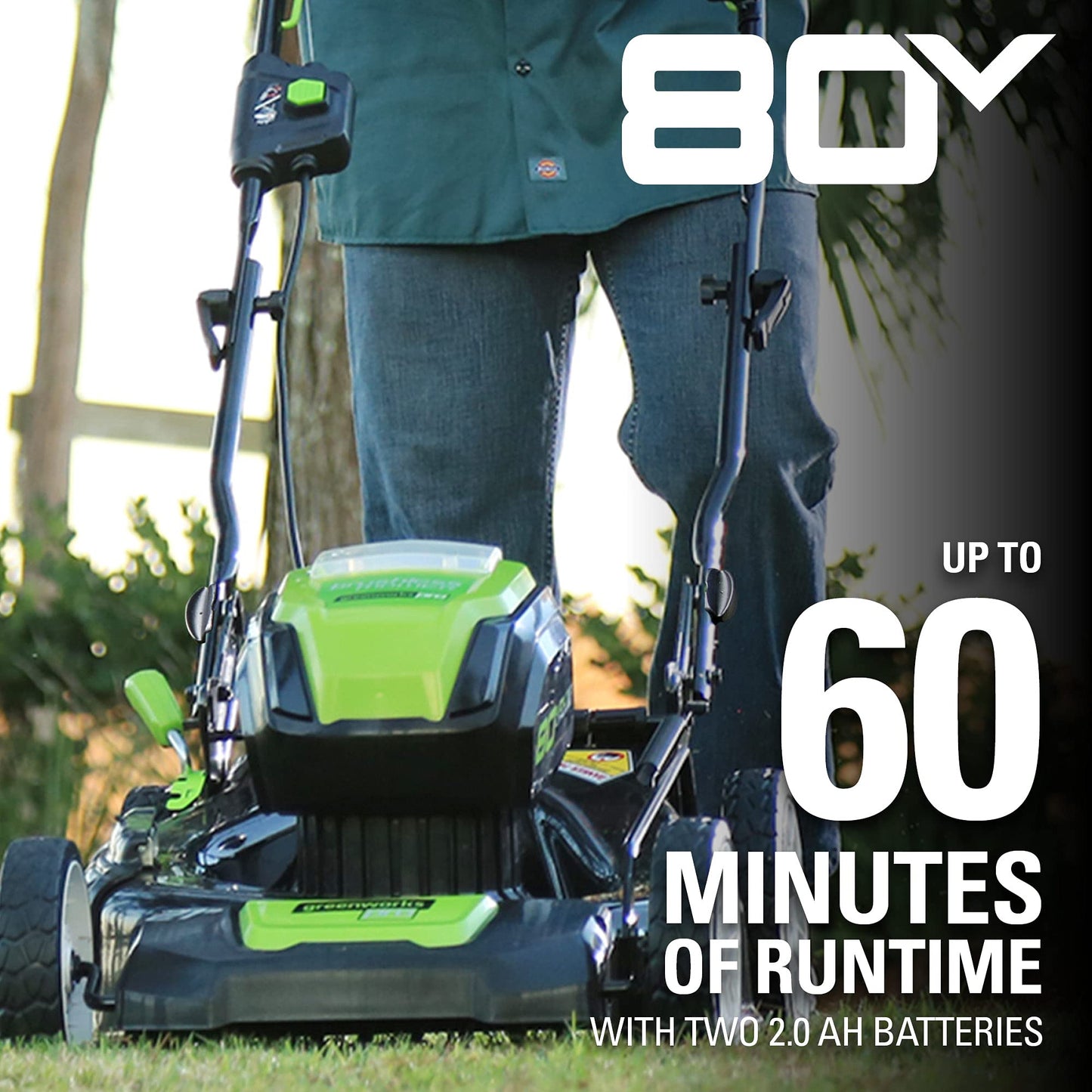 Greenworks Pro 80V 21" Brushless Push Lawn Mower w/ (2) 2.0Ah Batteries & Rapid Charger - 2500402