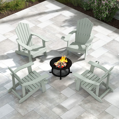 Tangkula Oversized Adirondack Chair, Patio Lounge Chairs w/Adjustable Cup Holder - NP10983BK