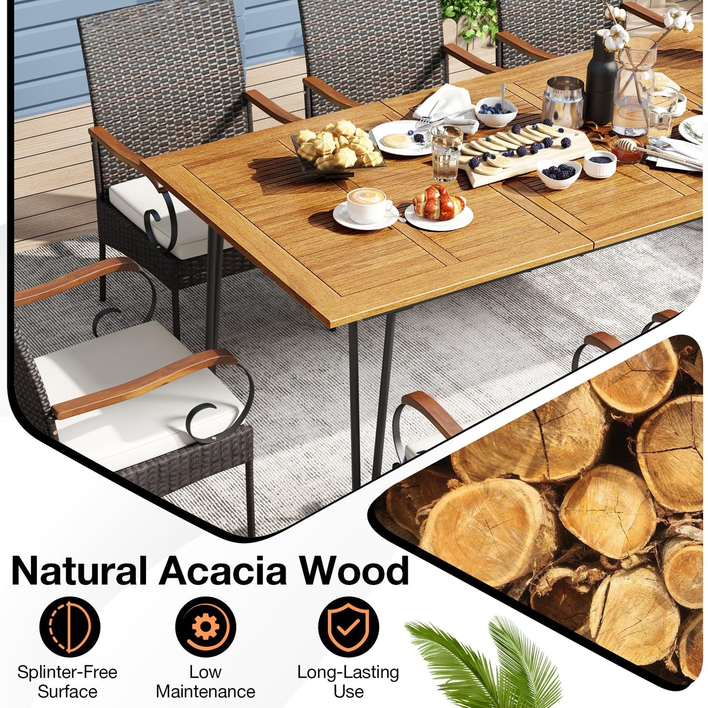 Tangkula 9 Pieces Outdoor Patio Dining Set - HW72245+2*HW70833-4