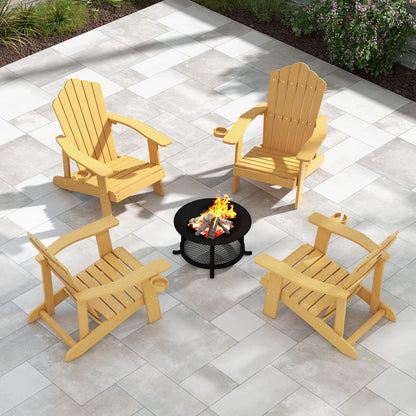 Tangkula Oversized Adirondack Chair, Patio Lounge Chairs w/Adjustable Cup Holder - NP10983BK