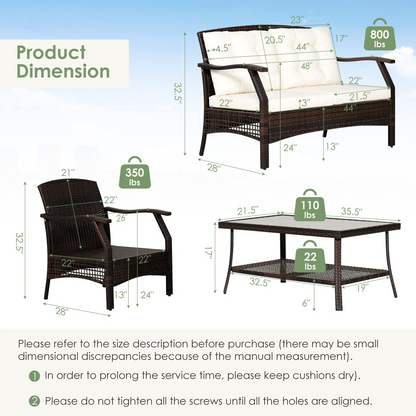 Tangkula Outdoor Rattan Furniture Set, Patiojoy Outdoor Wicker Sofa Set - 2*HW69353+