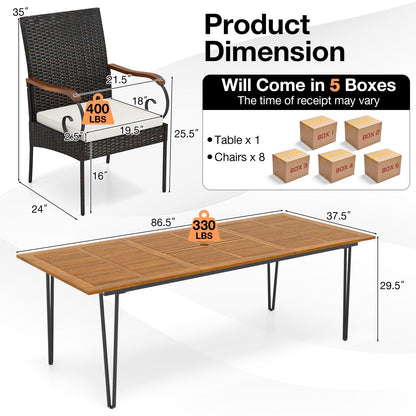 Tangkula 9 Pieces Outdoor Patio Dining Set - HW72245+2*HW70833-4