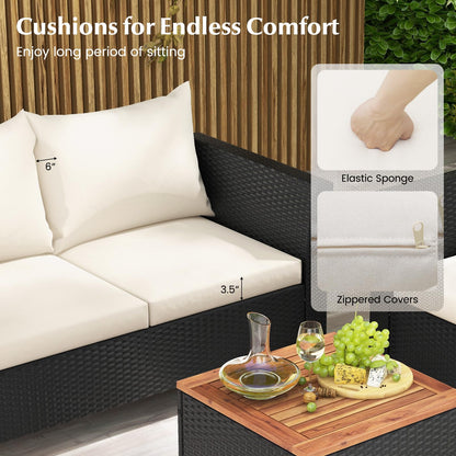 Tangkula Outdoor Conversation Set, Patio Cushioned Chairs w/Storage Coffee Table - HW72334WH+