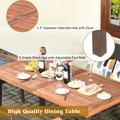 Tangkula 5 Pieces Wicker Patio Dining Set, Patiojoy Outdoor Rattan Backyard Porch Garden Dining Set - HW66354+2*OP70702+OP70689