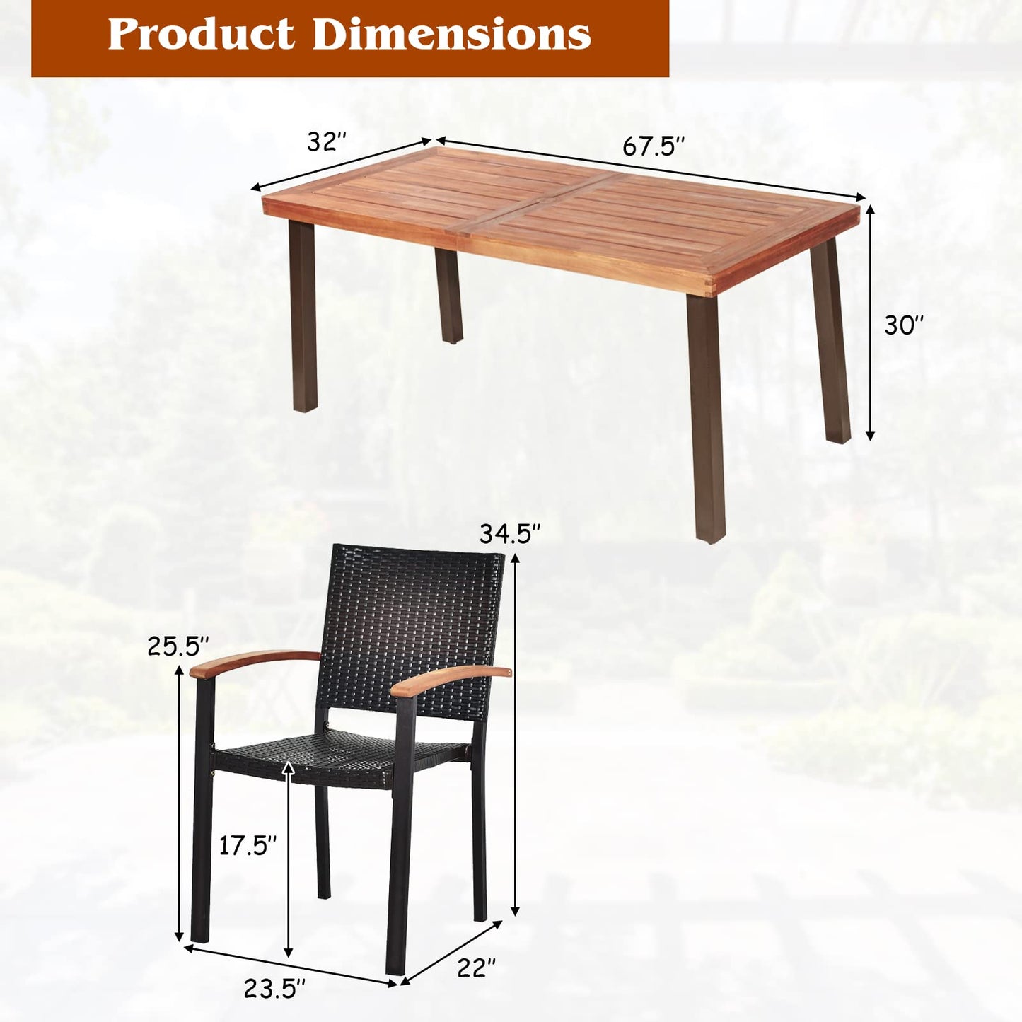 Tangkula 7-Piece Wicker Patio Dining Set, Patiojoy Outdoor Rattan Garden Yard Furniture Set - HW66354+OP70689+OP70690