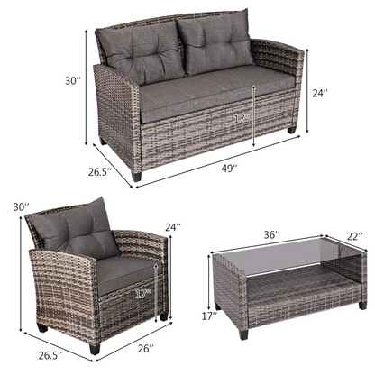 Tangkula Patio Wicker Conversation Furniture Set - HW65630+