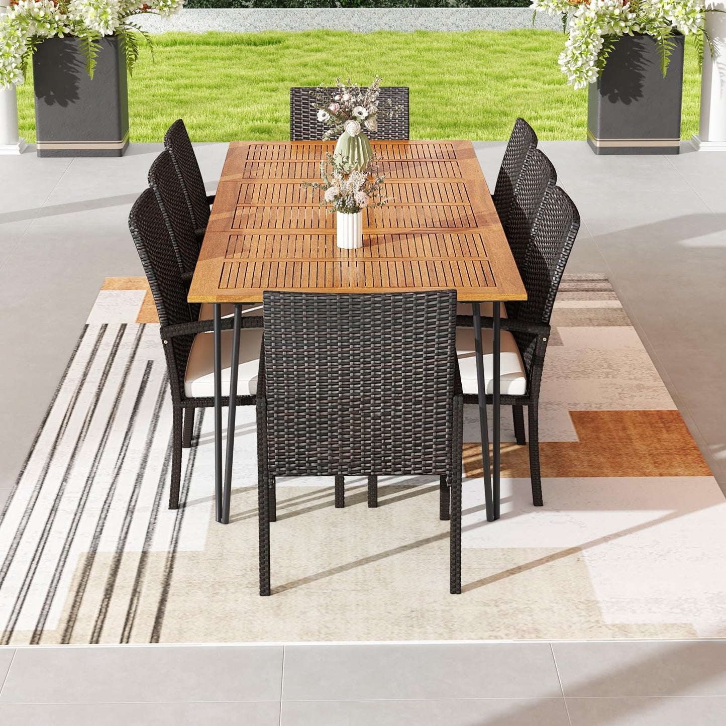 Tangkula 9 Pieces Outdoor Patio Dining Set - HW72245+2*HW70830-4