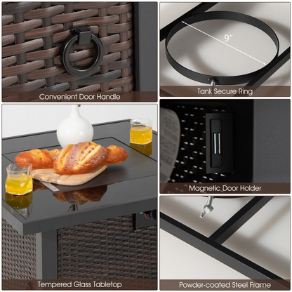 Tangkula 7 Pieces Patio Furniture Set with Fire Pit Table - NP10618CF+HW67937NYA+