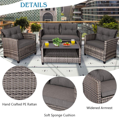 Tangkula Patio Wicker Conversation Furniture Set - HW65630+