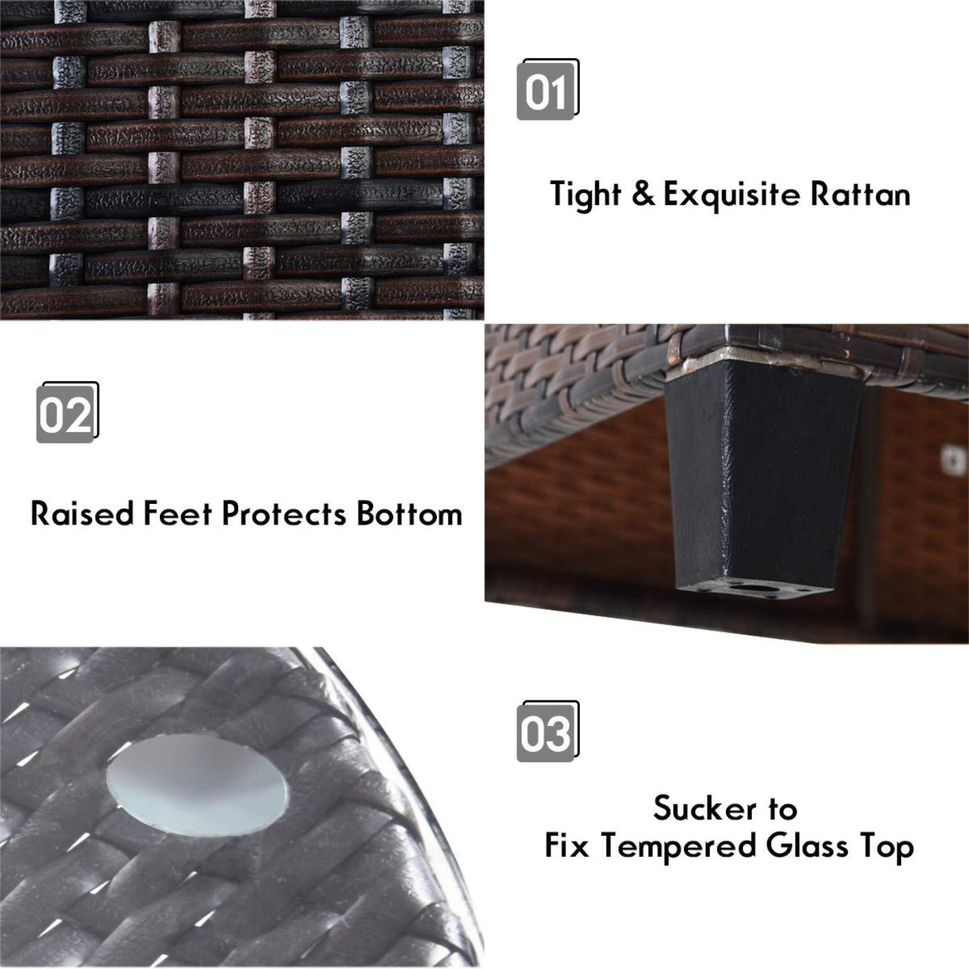 Tangkula 4-Piece Patio Furniture Set, C-Shape Outdoor Wicker Sectional Sofa Set - HW66920BK+