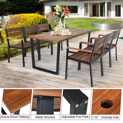 Tangkula 7PCS Outdoor Dining Set, Patio Dining Furniture Set with Sturdy Steel Frame - HW65220+