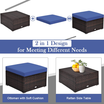 Tangkula Patio Rattan Sofa Set, Outdoor Wicker Sectional Furniture Set - HW63754+