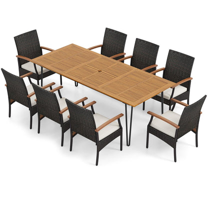 Tangkula 9 Pieces Outdoor Patio Dining Set - HW72245+2*HW70831-4