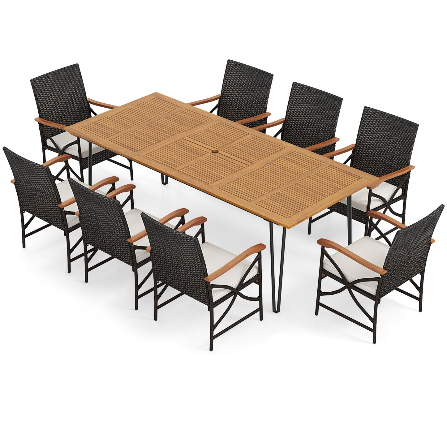 Tangkula 9 Pieces Outdoor Patio Dining Set