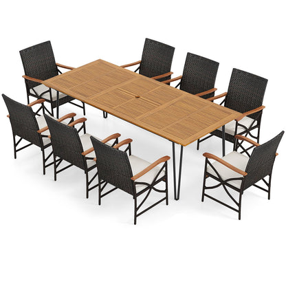 Tangkula 9 Pieces Outdoor Patio Dining Set